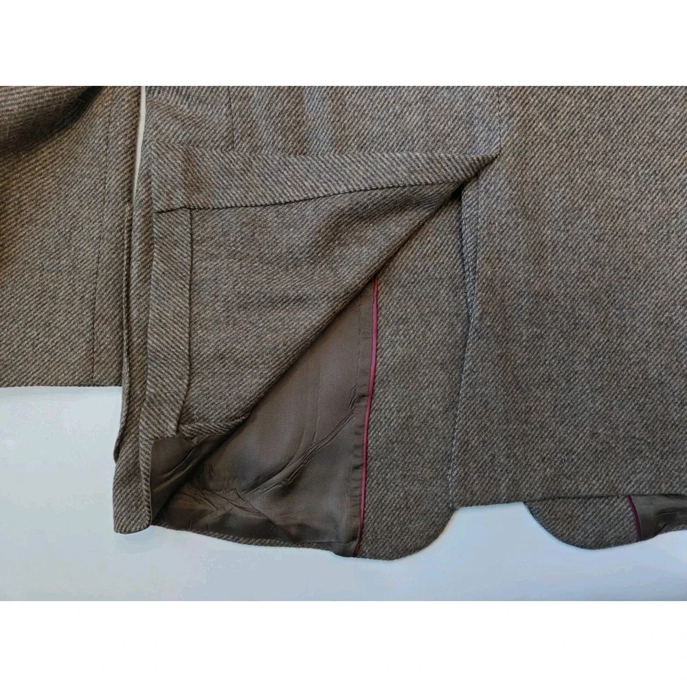 Vtg Haggar Mens Tweed Sports Coat 46L Brown USA Wool Blazer Elbow Patches